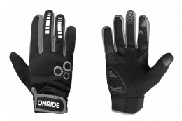 Рукавички з довгими пальцями ONRIDE Pleasure 20, з подушечками  , колір -  BLACK/ GREY